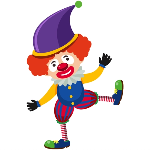 Carnival Circus Theme Dancing Clown Transparent Sticker